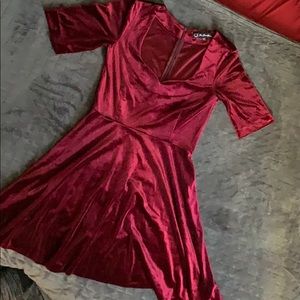 Red Velvet Skater Dress